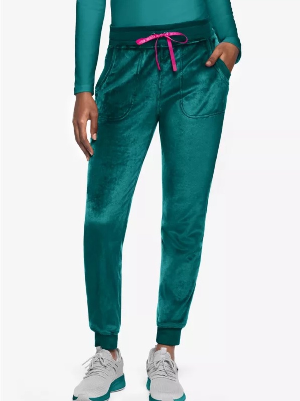 Med Couture Velour Scrub Pants – Green – Size Large